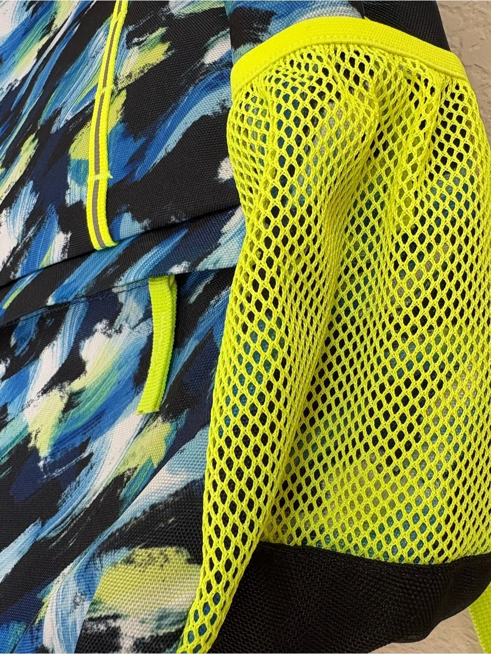 Lands End Kids ClassMate Medium Backpack Navy Neon Green Brushstroke Durable
